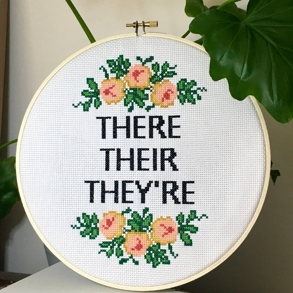 "There Their They're" Cross Stitch Kit (9")
